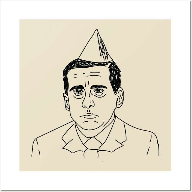 Michael Scott with Party Hat Wall Art by FalconArt